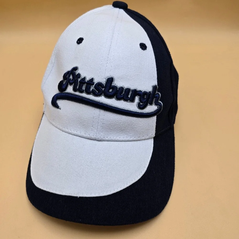 City Merchandise Pittsburgh Hat Navy White Two Tone Embroidered Script‎ Cap OSFM